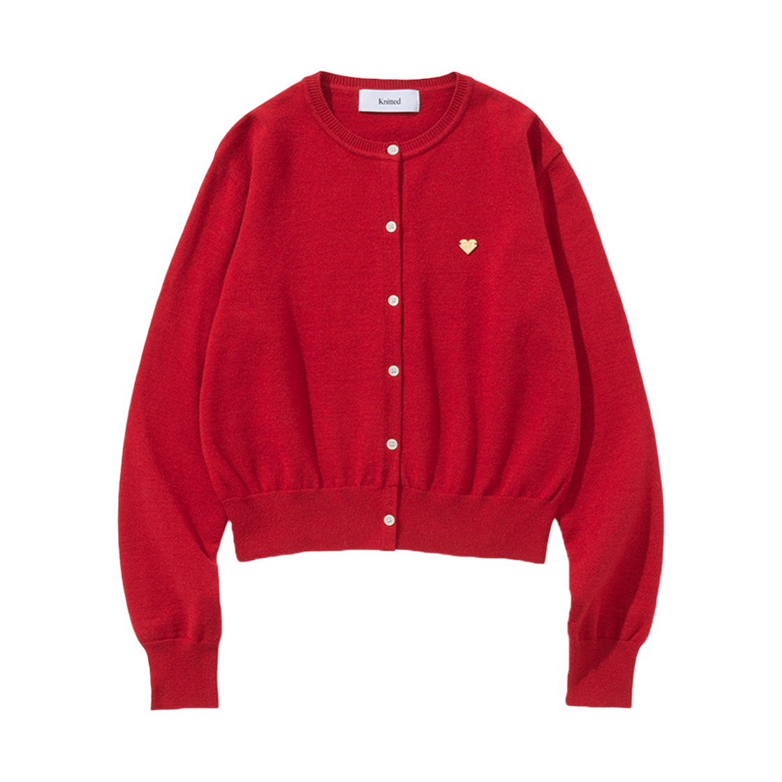 니티드 베이직 에센셜 워셔블 라운드 가디건 우먼 레드(Knitted Basic Essential Washable Round Cardigan Women Red) - 1