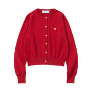 Knitted Basic Essential Washable Round Cardigan Women Red