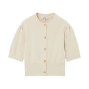 (W) COS Cropped Short Sleeved Cardigan Light Beige