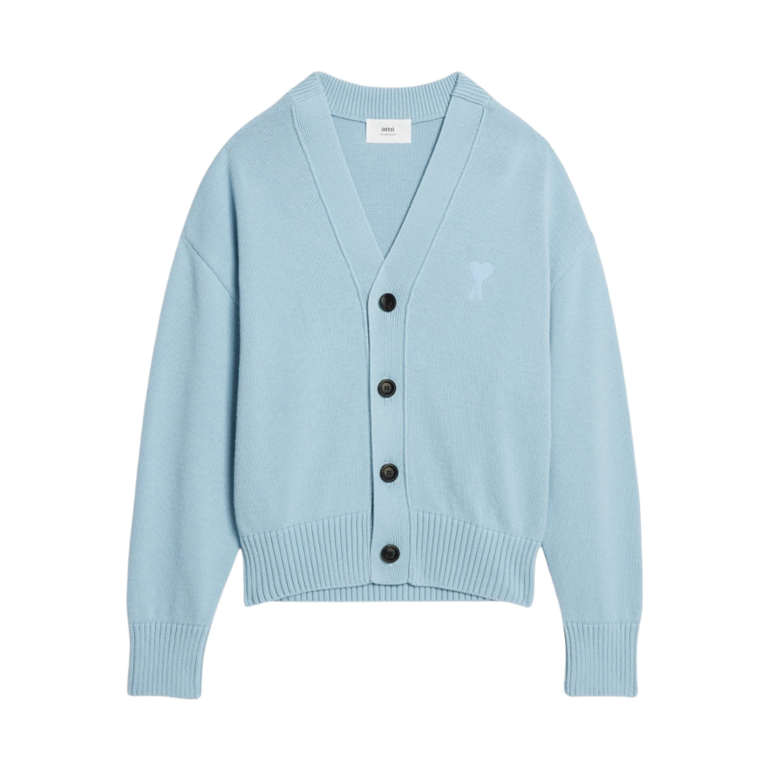 아미 스몰 하트 로고 자수 가디건 스카이 블루(AMI de Coeur Embroidery Cardigan Sky Blue)