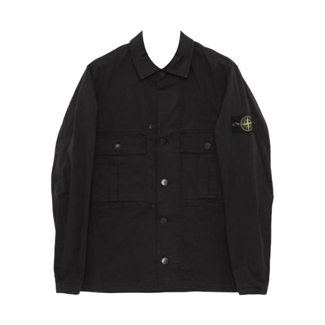 스톤 아일랜드 10414 스트레치 코튼 울 사틴 가먼트 다이드 오버셔츠 블랙 - 23FW(Stone Island 10414 Stretch Cotton Wool Satin Garment Dyed Overshirt Black - 23FW) - 1