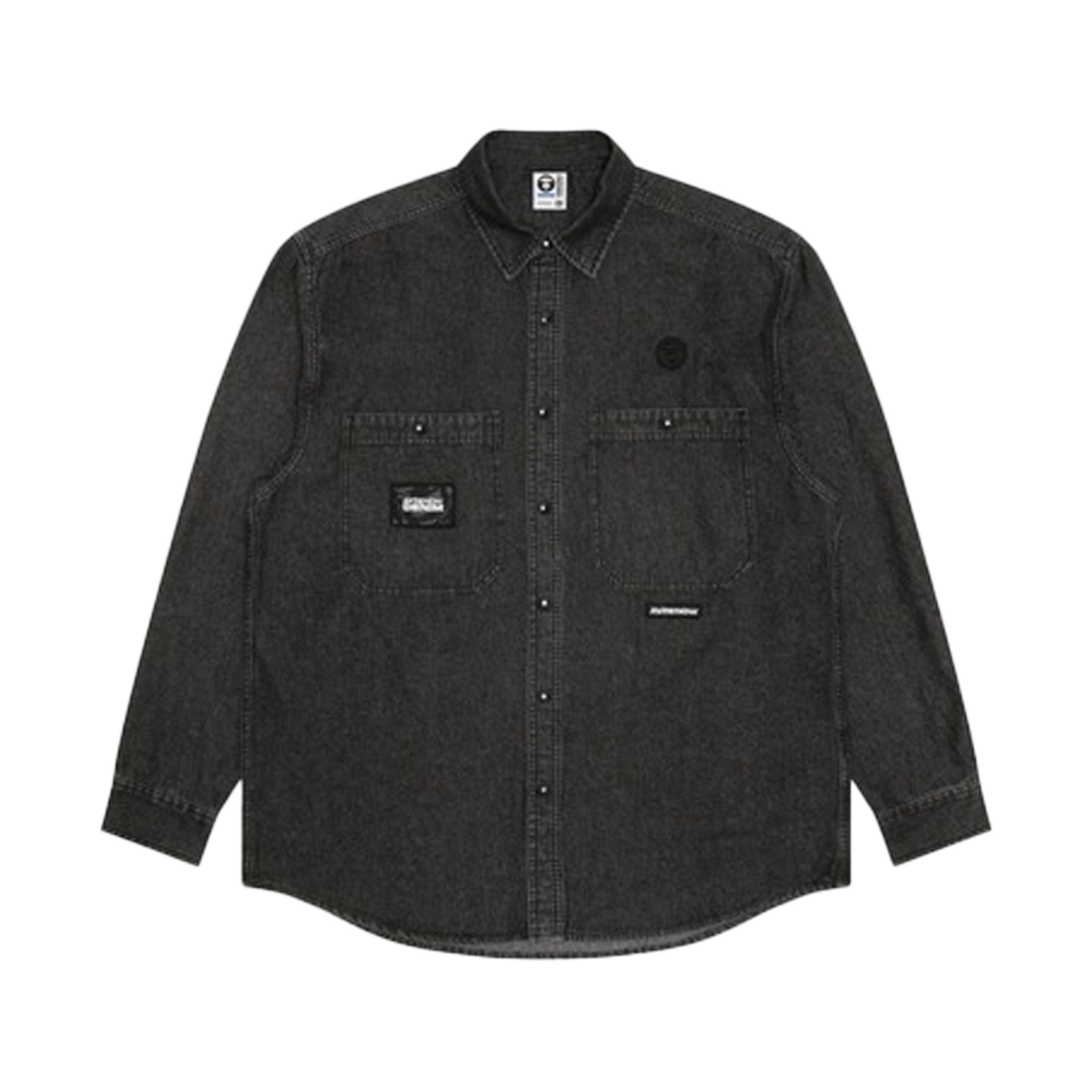 KM5BSHDAP05BK AAPE Now Long Sleeve Shirt Light Black - 25SS