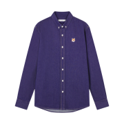 Maison Kitsune BD Casual Shirt With Institutional Fox Head Patch Indigo