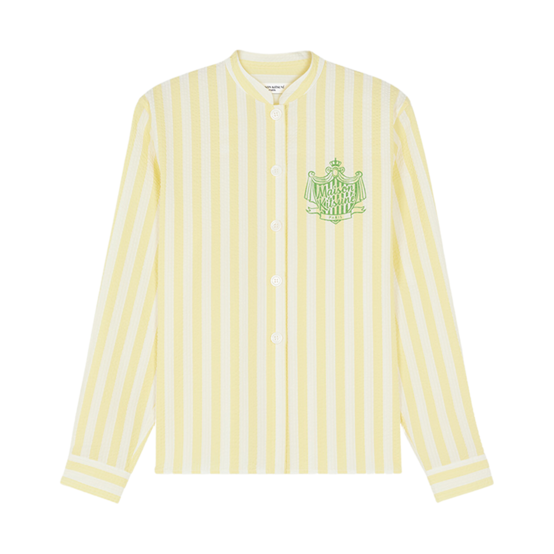 (W) 메종 키츠네 풀사이드 스트라이프 셔츠 레몬((W) Maison Kitsune Poolside Stripes Shirt Lemon) - 1