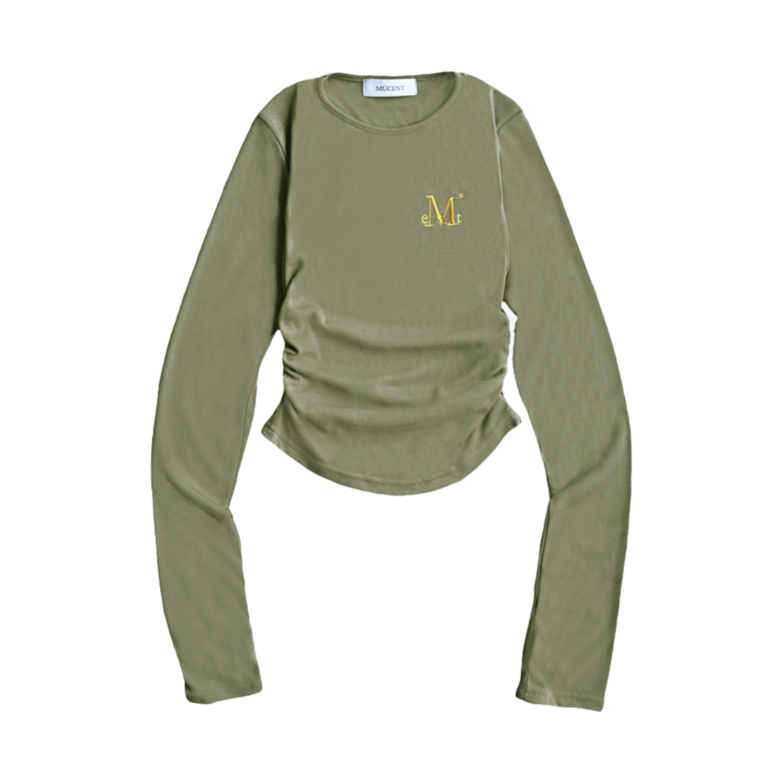 P00000QT_02 MUCENT Deli Crop Shirrng T Khaki