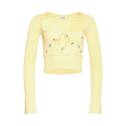 (W) Guizio Home Sweet Home Waffle Sweater Pale Yellow