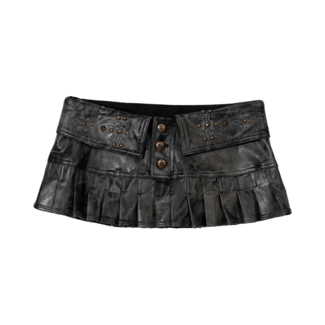 SC24A416BK (W) Sculptor Western Faux Leather Micro Skirt Black