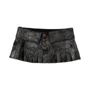(W) Sculptor Western Faux Leather Micro Skirt Black
