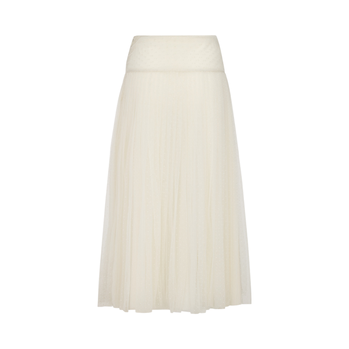 (W) 디올 미드 플리츠 스커트 에크루 플루메티 튤((W) Dior Mid-Length Pleated Skirt Ecru Plumetis Tulle)