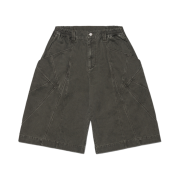 NOMANUAL Diagonal Pocket Bermuda Pants Washed Charcoal