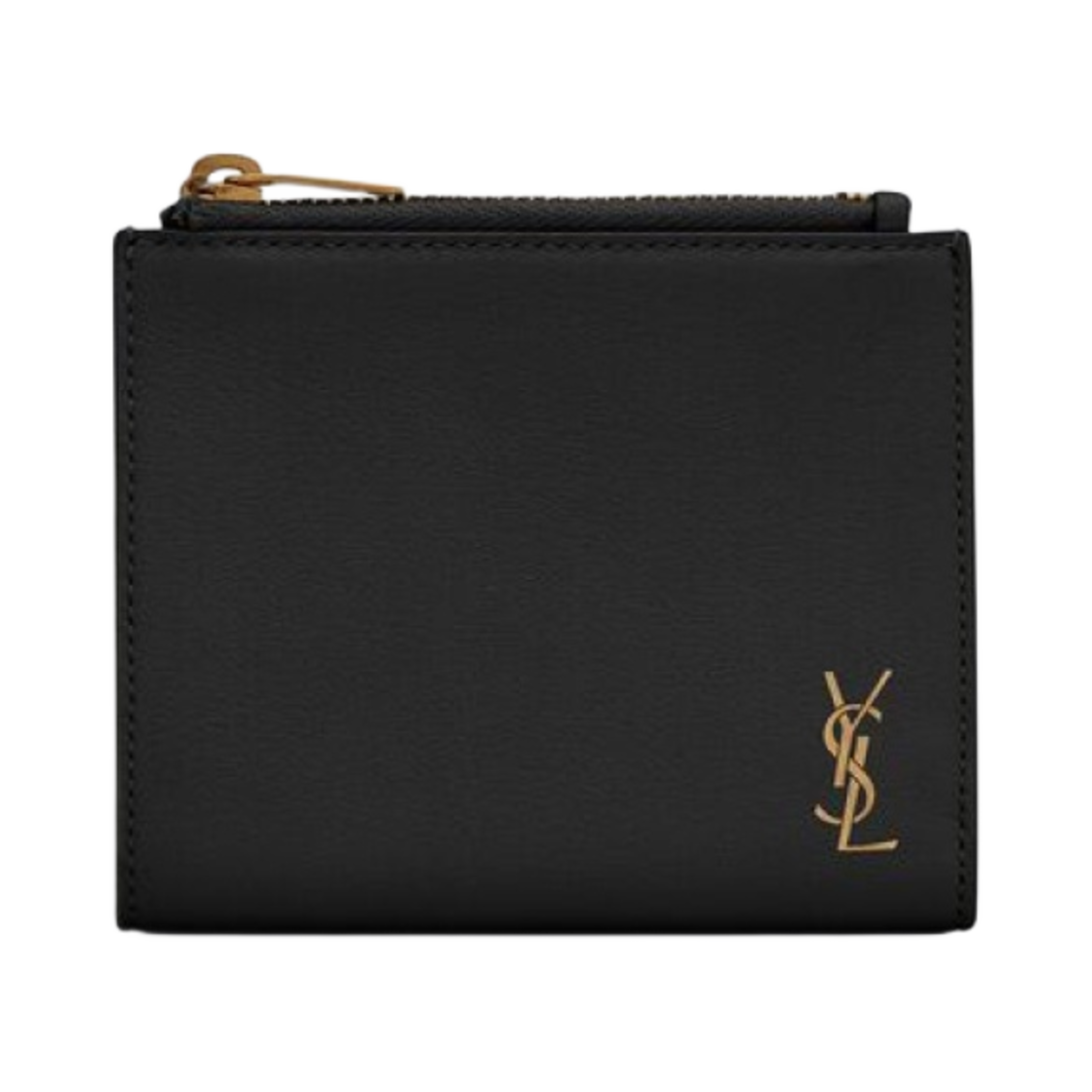 생로랑 타이니 그레인드 레더 카산드라 ID 반지갑 블랙(Saint Laurent Tiny Cassandre Bi-Fold ID Wallet in Grained Leather Black) - 1