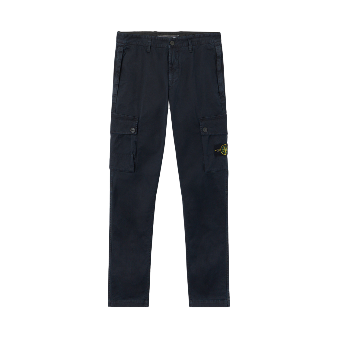 K2S1531000-34S00L1-V0120 Stone Island 3100034 Stretch Organic Broken Twill Cotton Old Effect Slim Fit Cargo Trousers with Zip Pockets Navy Blue - 25FW