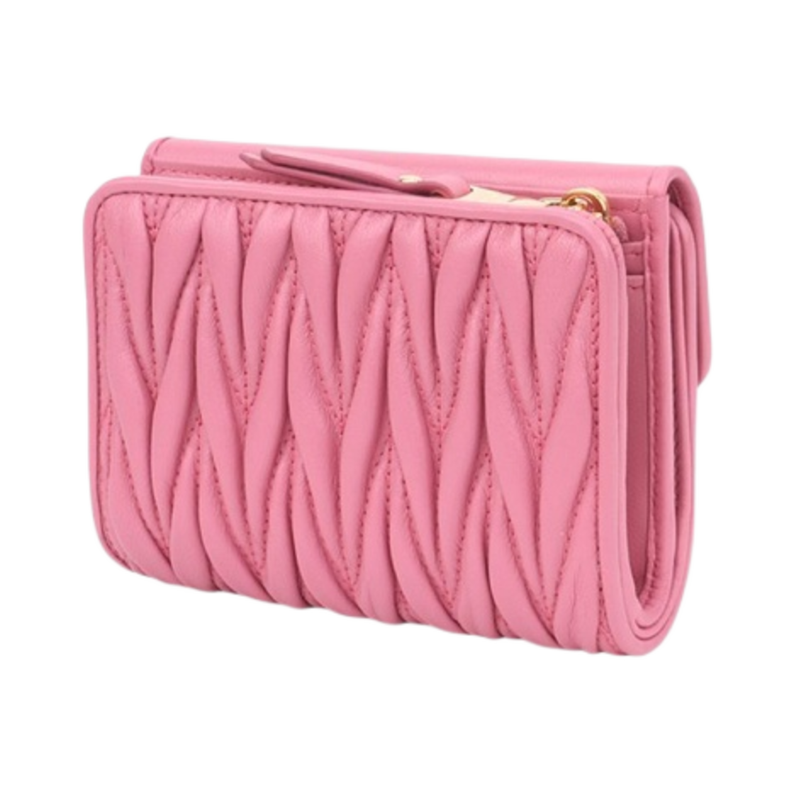 미우 미우 스몰 마테라쎄 나파 가죽 반지갑 베고니아 핑크(Miu Miu Small Matelasse Nappa Leather Wallet Begonia Pink) - 2