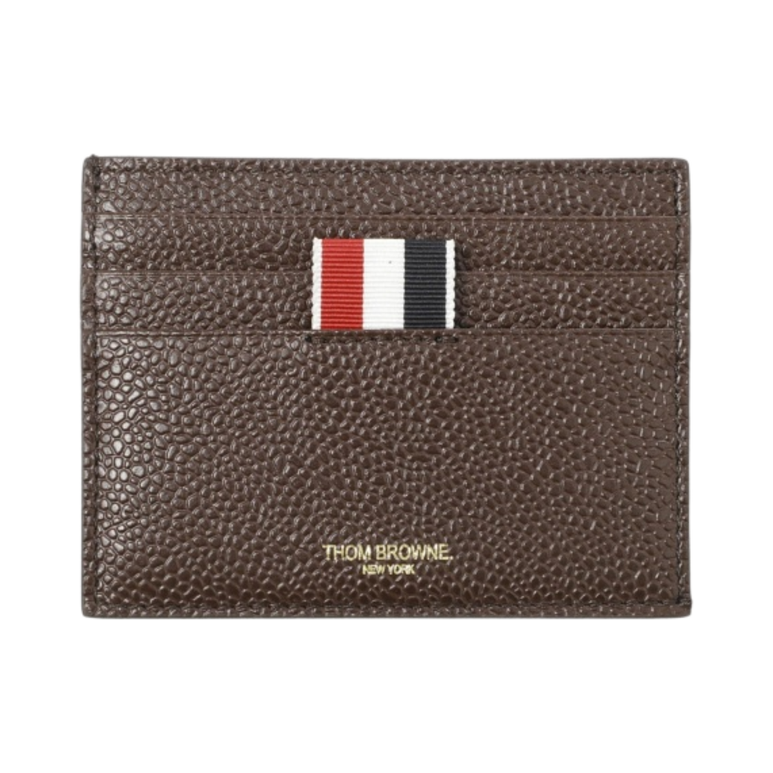 톰브라운 페블 그레인 레더 스트라이프 노트 컴파트먼트 카드 홀더 다크 브라운(Thom Browne Pebble Grain Leather Stripe Note Compartment Card Holder Dark Brown)