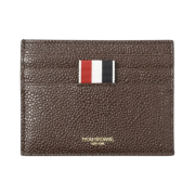 Thom Browne Pebble Grain Leather Stripe Note Compartment Card Holder Dark Brown