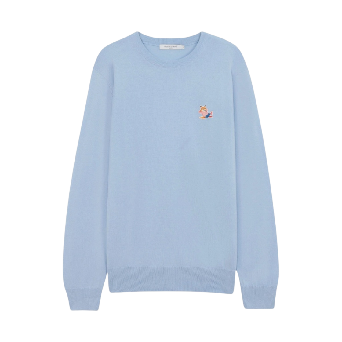 메종 키츠네 프렌치 드레스드 폭스 패치 클래식 라운드넥 풀오버 니트 라이트 블루(Maison Kitsune Frenchie Dressed Fox Patch Classic R-Neck Pullover Knit Light Blue) - 1