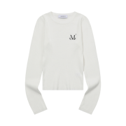 MUCENT Greave R-Neck Crop Rib Knit White
