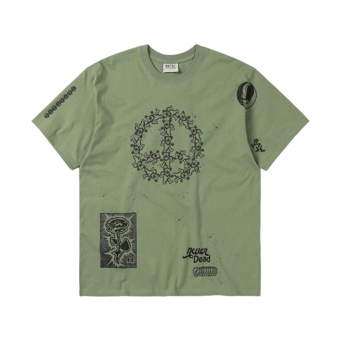 디스이즈네버댓 x 그레이트풀 데드 아이코노그래피 티셔츠 라이트 그린