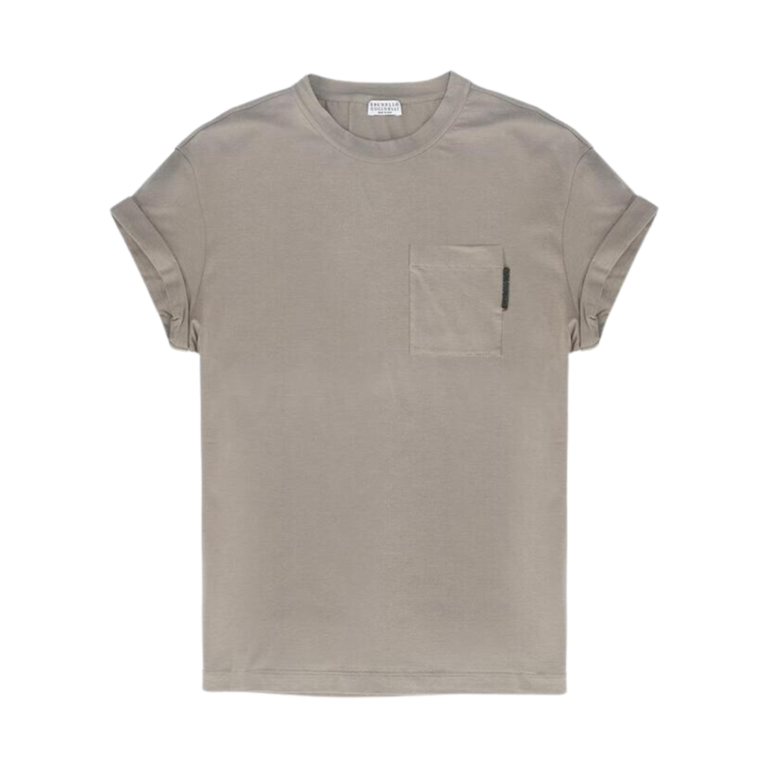 M0T18BB300-C8694 (W) Brunello Cucinelli Turn-Up Sleeve Pocket T-Shirt Beige