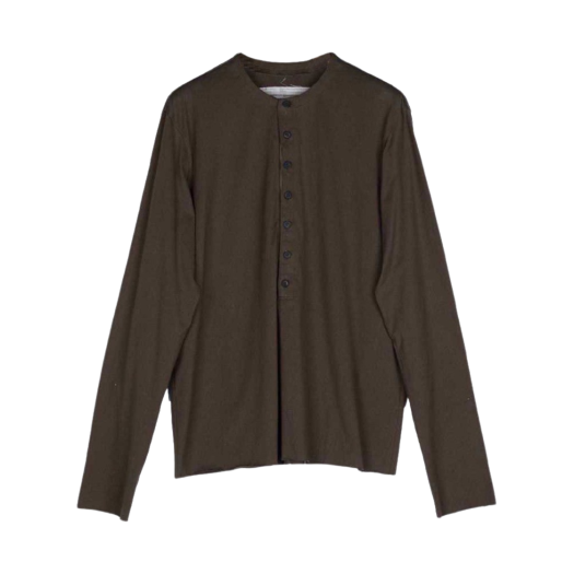 KM4BTSLZC09BR Ziggy Chen Henley Neck Longsleeve T-Shirt Brown