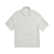 STU Back Raglan Stripe Linen Shirt White