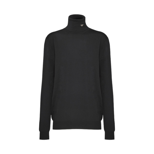 (W) Prada Superfine Wool Turtleneck Sweater Black