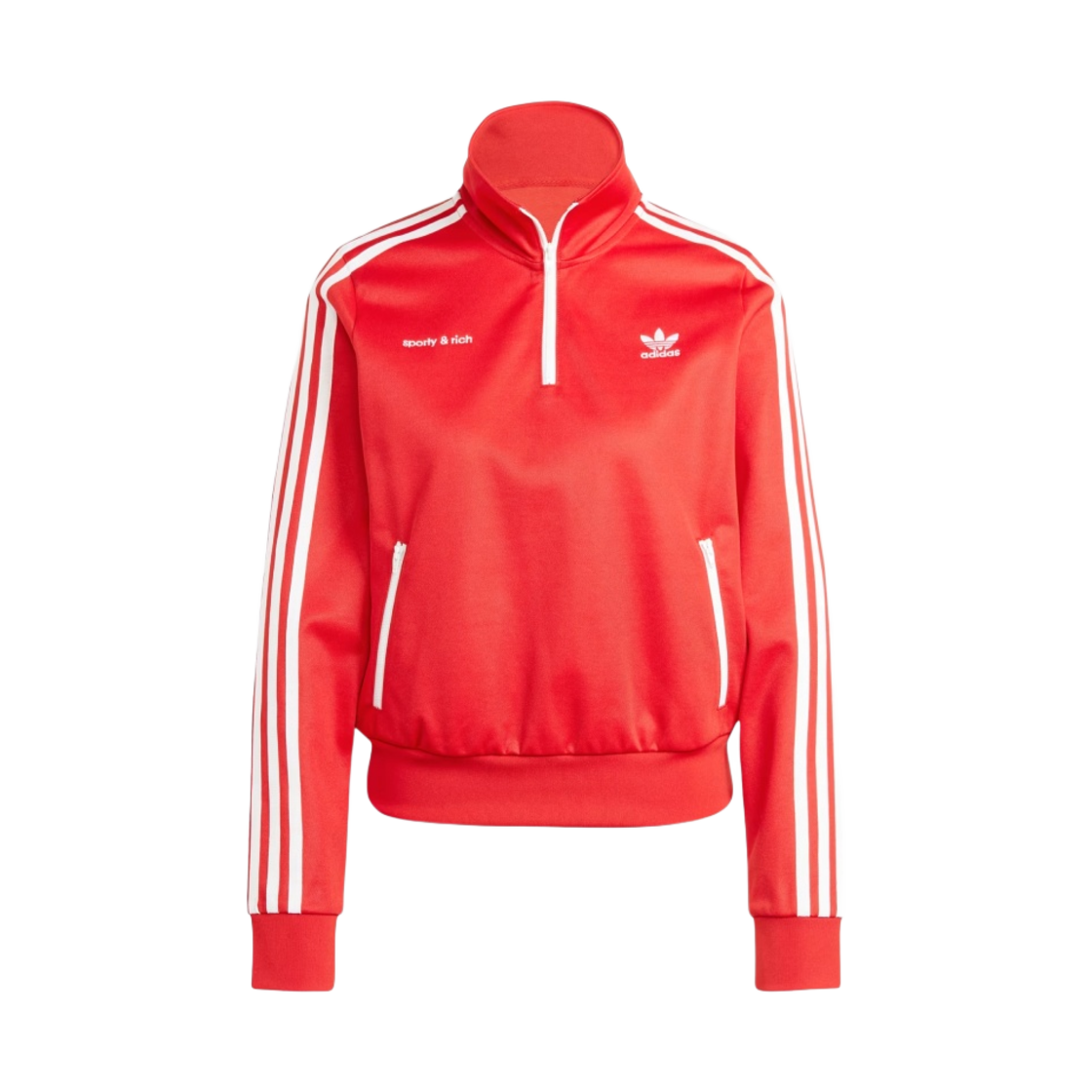 (W) 아디다스 x 스포티 앤 리치 하프집 트랙 자켓 컬리지에이트 레드 - KR 사이즈((W) Adidas x Sporty & Rich Half-Zip Track Jacket Collegiate Red - KR Sizing)