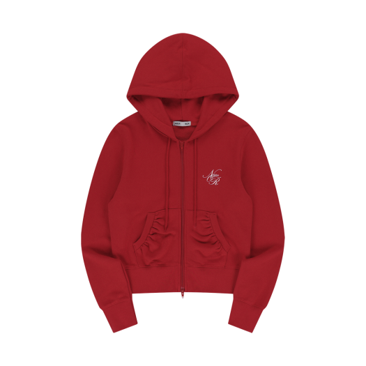 24NNFWTHZF001RD NIIER NOR Shirring Slim Hood Zip Up Red