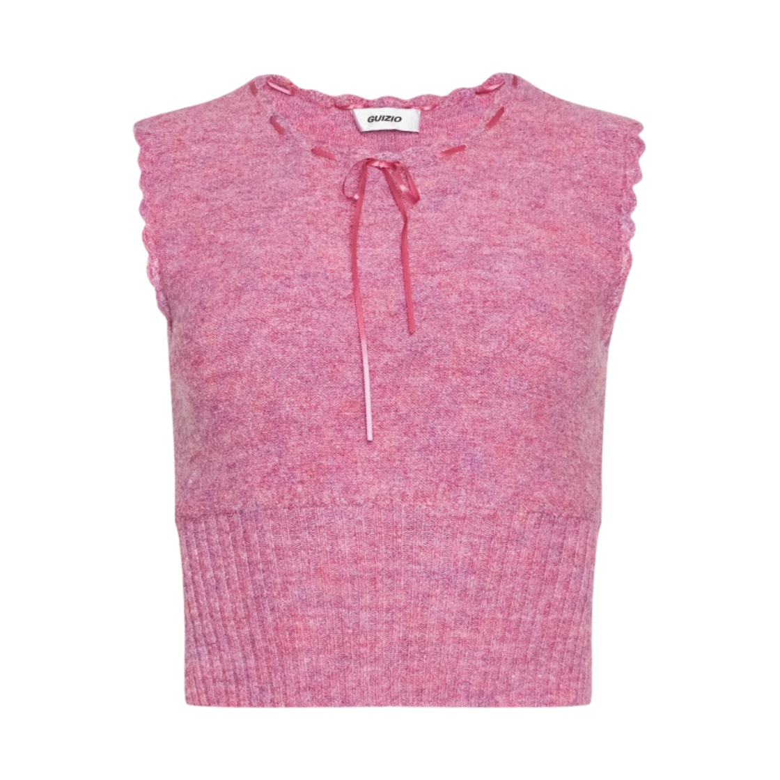 (W) 귀조 하트 스칼롭 베스트 베리((W) Guizio Heart Scallop Vest Berry)