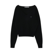 (W) Bohemian Seoul Loose Fit V-Neck Wool Knit Black