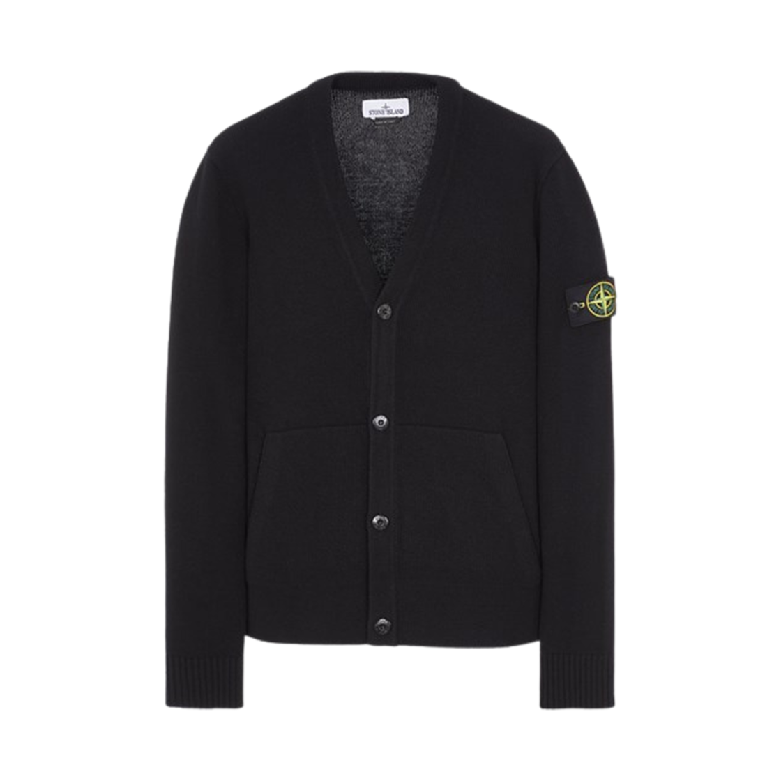 7915545B6-V0029 Stone Island 506A2 Geelong Wool Knit Cardigan Black - 23FW