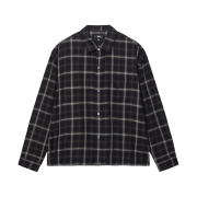 Stussy Shadow Plaid Rayon Shirt Black
