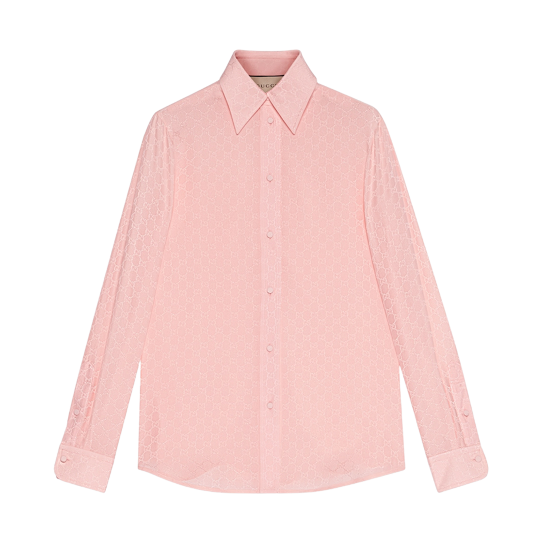 (W) 구찌 GG 실크 크레페 셔츠 라이트 핑크((W) Gucci GG Silk Crepe Shirt Light Pink) - 1
