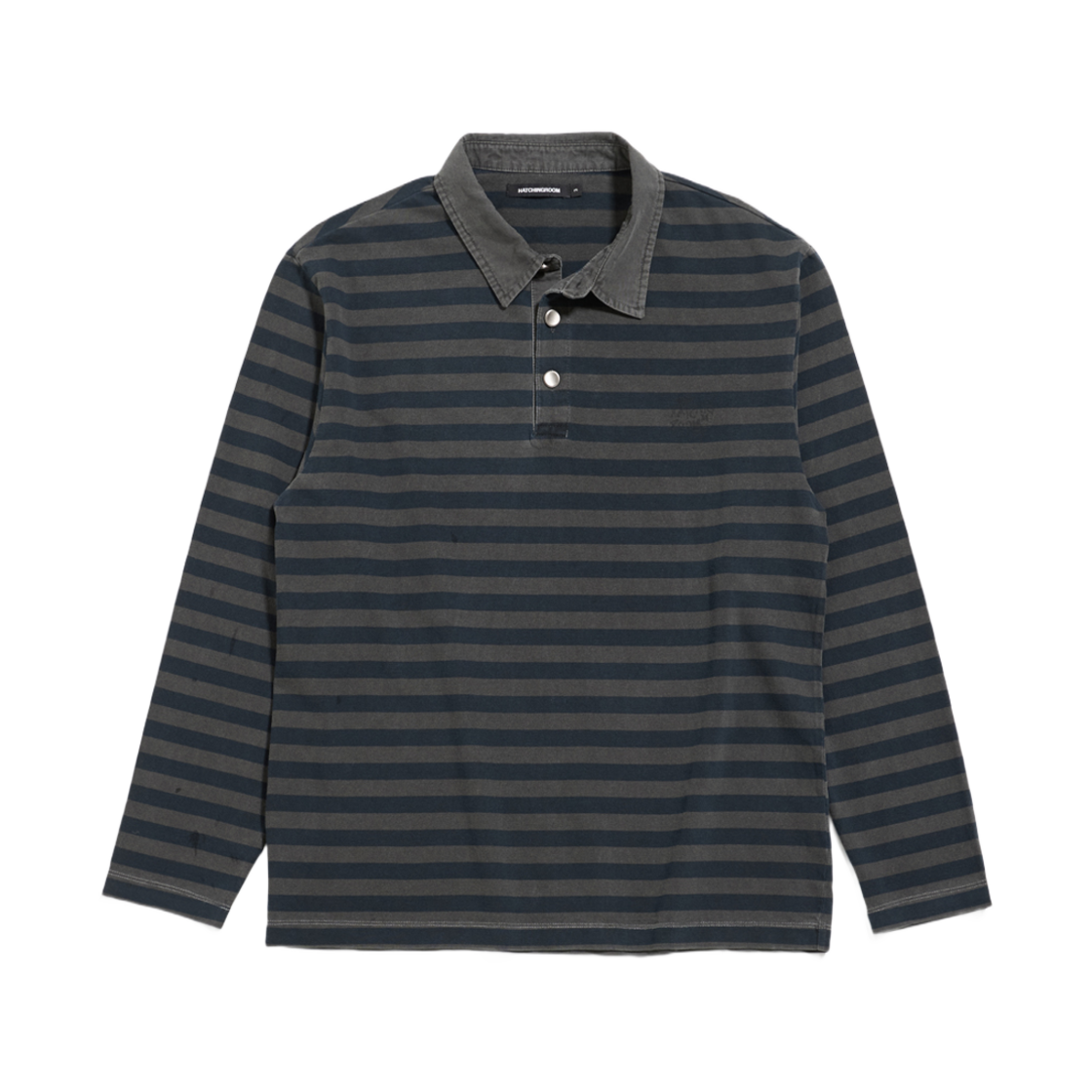 해칭룸 빈티지 스트라이프 폴로 티셔츠 다이드 블루(Hatchingroom VTG Stripe Polo T-Shirt Dyed Blue)
