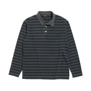 Hatchingroom VTG Stripe Polo T-Shirt Dyed Blue