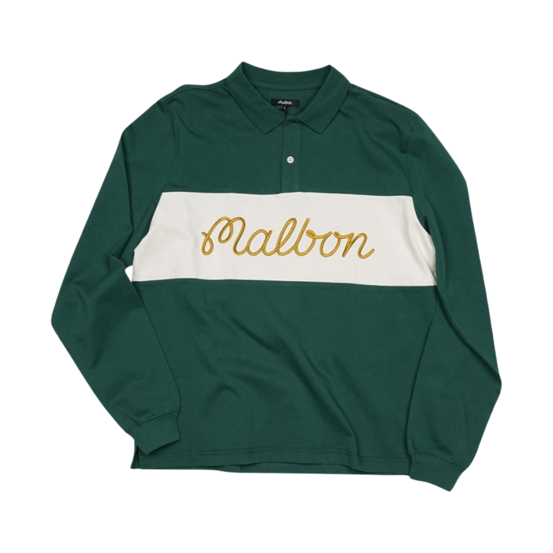 - Malbon Golf Murray Long Sleeve Polo Shirt Forest - 대표 이미지 #1