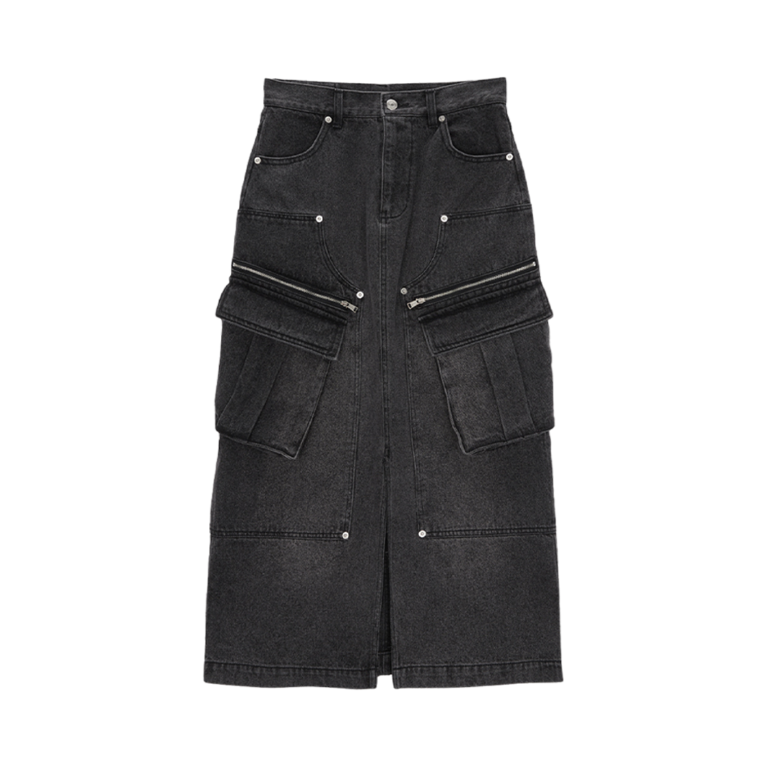 MK2377DN025M0GY (W) Matin Kim Denim Cargo Long Skirt Grey