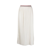 (W) Thom Browne Cotton Stripe Pleated Skirt White