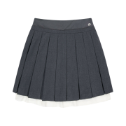 Coyseio Double Waisted Pleats Skirt Grey