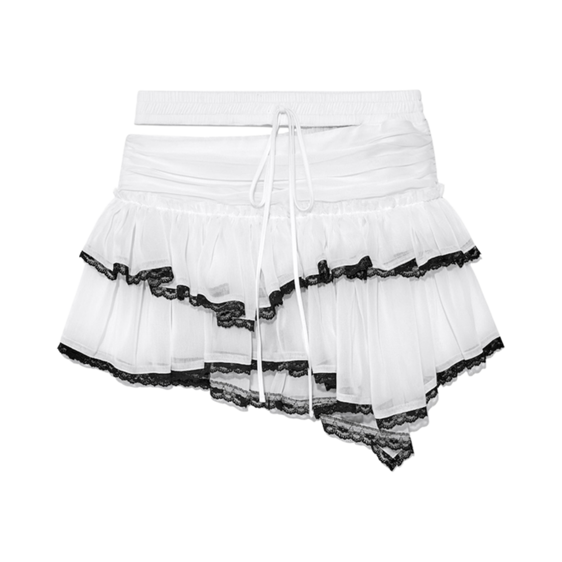 (W) 글로니 x 시미헤이즈 엔젤 팜 미디 스커트 화이트((W) Glowny x Simihaze Angel Palm Midi Skirt White)