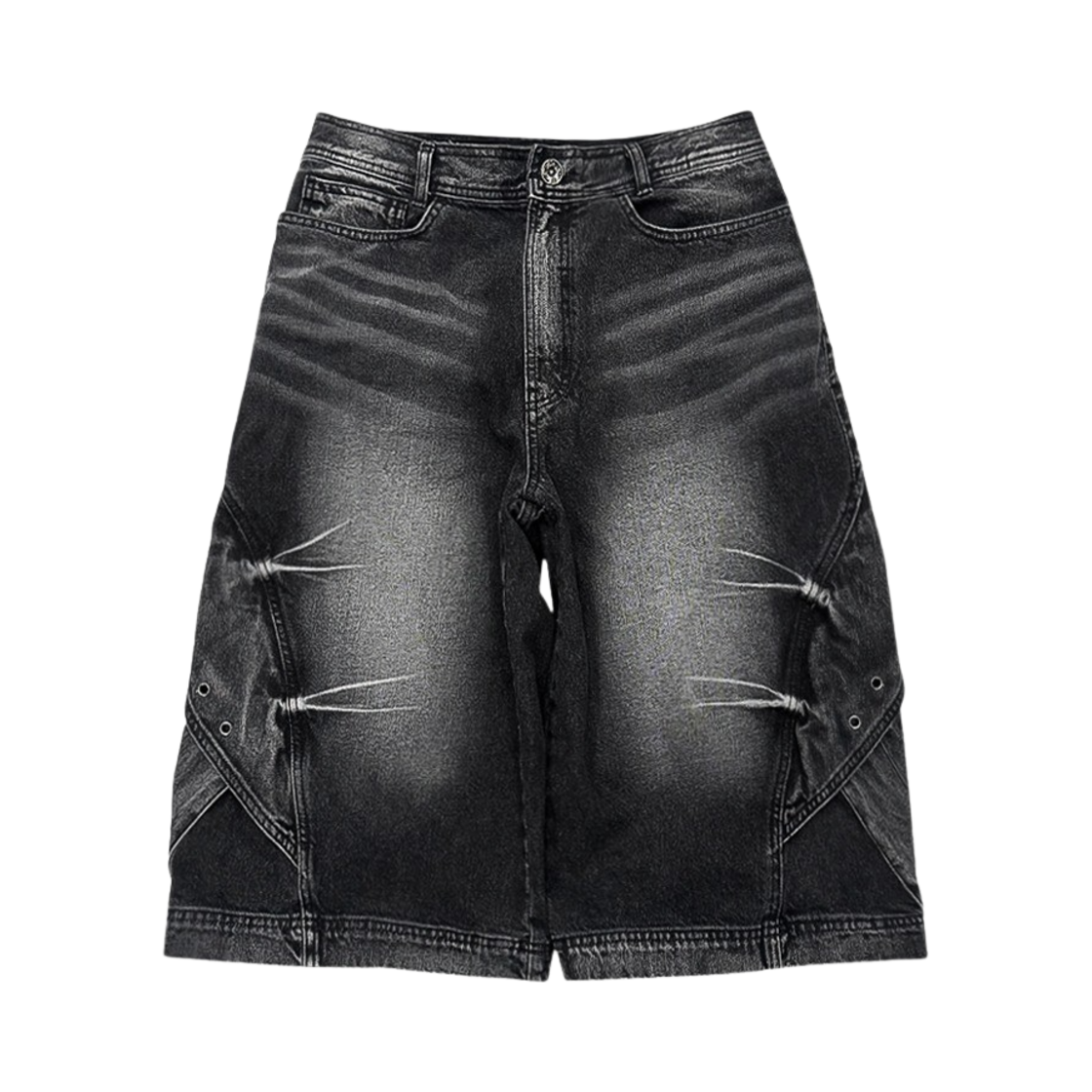 비엘알 커브드 커버 카고 버뮤다 워싱 데님 팬츠 블랙(BLR Curved Cover Cargo Bermuda Washing Denim Pants Black)