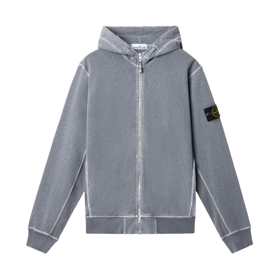 K1S1561000-21S0060-V0124 Stone Island 6100021 Malfile Fleece Old Effect Full Zip Hooded Sweatshirt with Slub Effect Avio Blue - 25SS