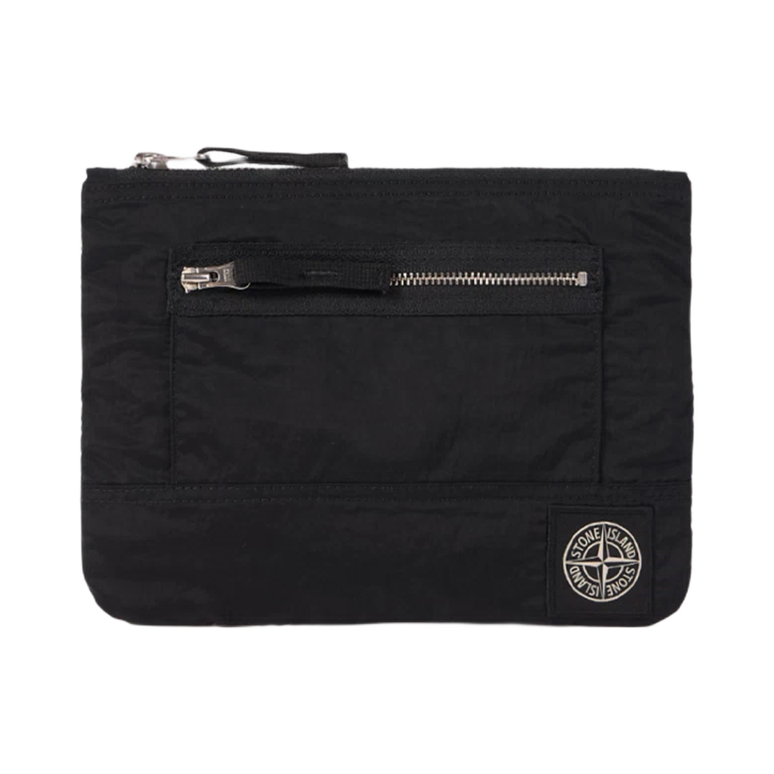 K2S1595000-04S0251-V0029 Stone Island 9500004 Coated Nylon Metal in Econyl Pouch with Zip Pocket and Ripstop Lining Black - 25FW