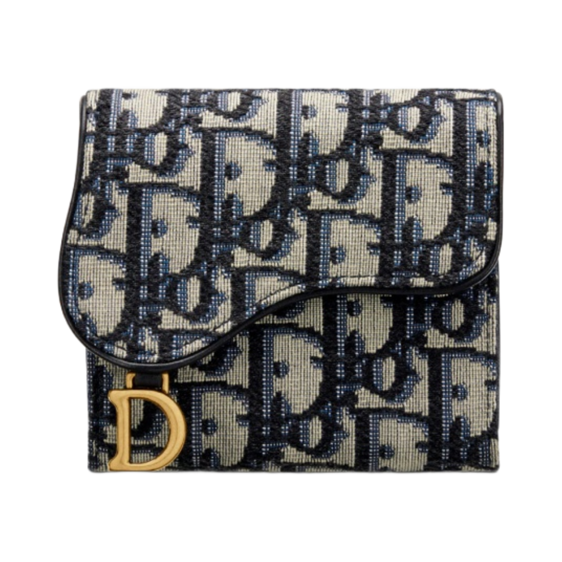 디올 새들 로터스 지갑 블루 디올 오블리크 자카드(Dior Saddle Lotus Wallet Blue Dior Oblique Jacquard)