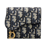 Dior Saddle Lotus Wallet Blue Dior Oblique Jacquard