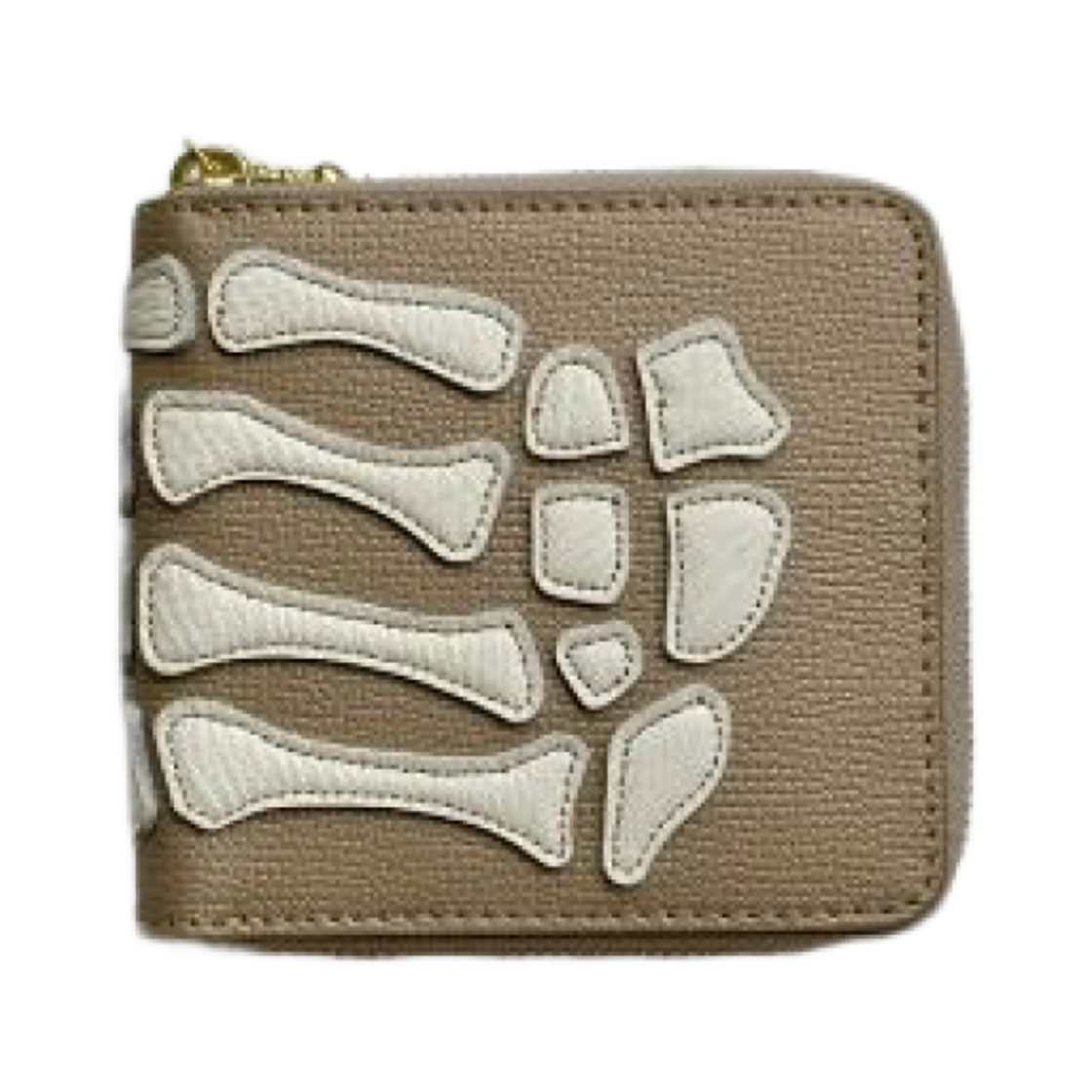 K2503XG523 Kapital Thumbs Up Bone Hand Zip Wallet Taupe Gold