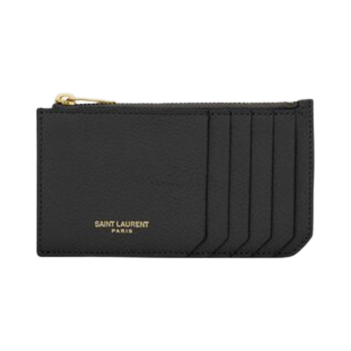 생로랑 파리 프라그먼트 지퍼 카드 케이스 그레인 레더 블랙(Saint Laurent Paris Fragments Zipped Card Case in Grained Leather Black) - 1