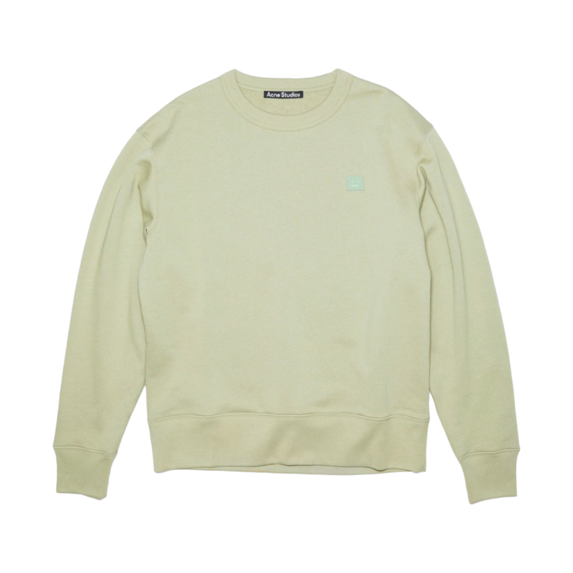 CI0076-CRW Acne Studios Fairview Face Crewneck Sweatshirt Eucalyptus Green