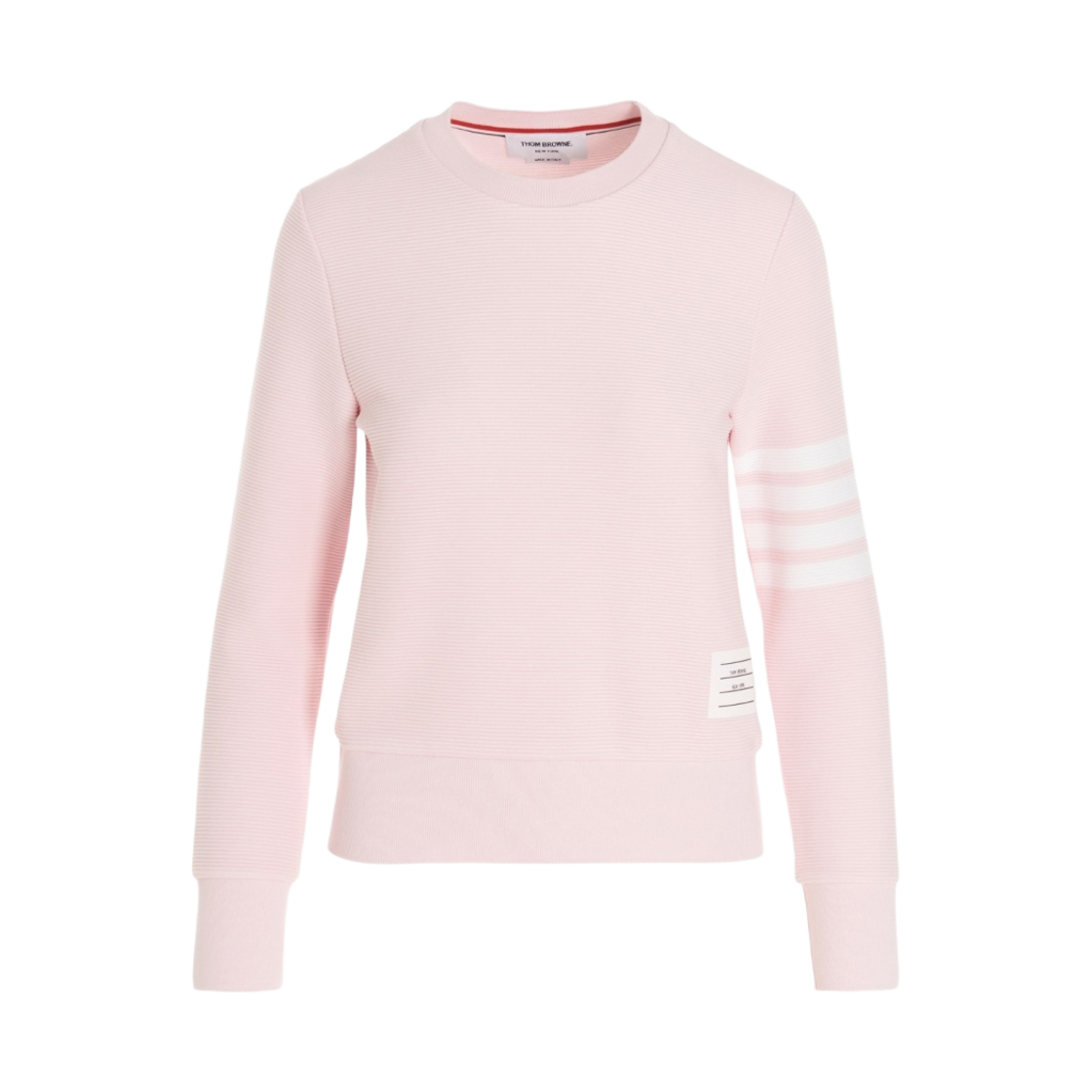 (W) 톰브라운 오토만 립 사선 크루넥 스웨트셔츠 라이트 핑크((W) Thom Browne Ottoman Rib 4-Bar Crewneck Sweatshirt Light Pink) - 1