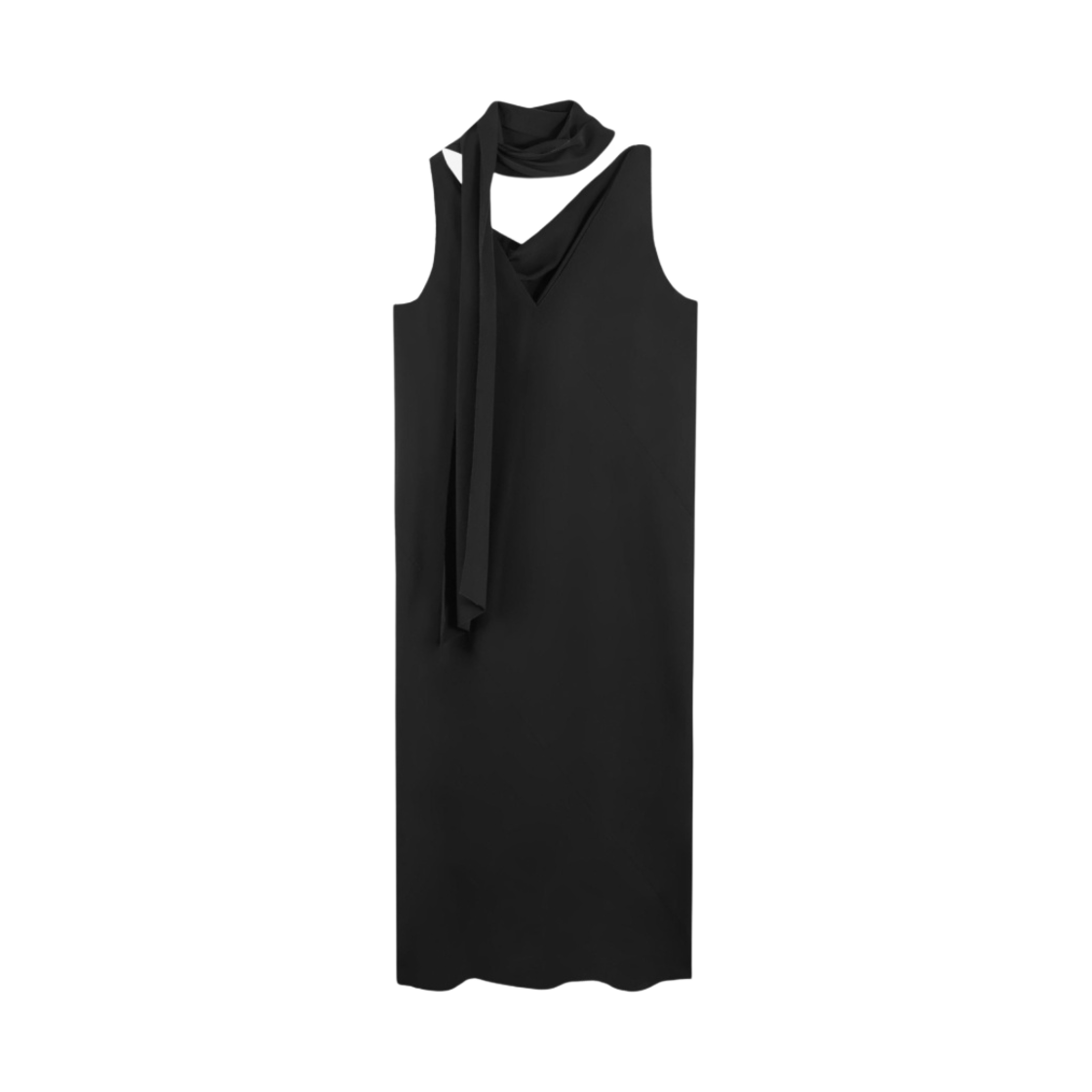 (W) 코스 실크 스카프 드레스 블랙((W) COS Silk Scarf Dress Black) - 1